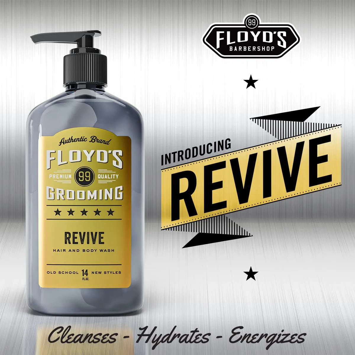 Floyd's 99 Revive 3 in 1 Men's Body Wash - Men's Shampoo, Body Wash, & Face Wash All-in One - Triple Action Formula - Moisturizing - 33 oz.