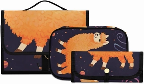 Foldable Hanging Travel Toiletry Organizer Set 3-Piece with Cosmetic Bag & Brush Holder - Alpaca (8)