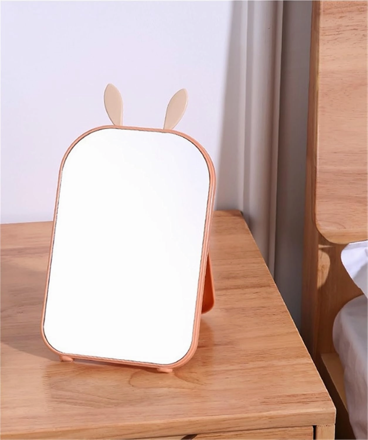 Foldable Makeup Mirror Rabbit Ears Single-Sided Makeup Mirror Desktop Student Dormitory Princess Mirror Square Simple Mirror