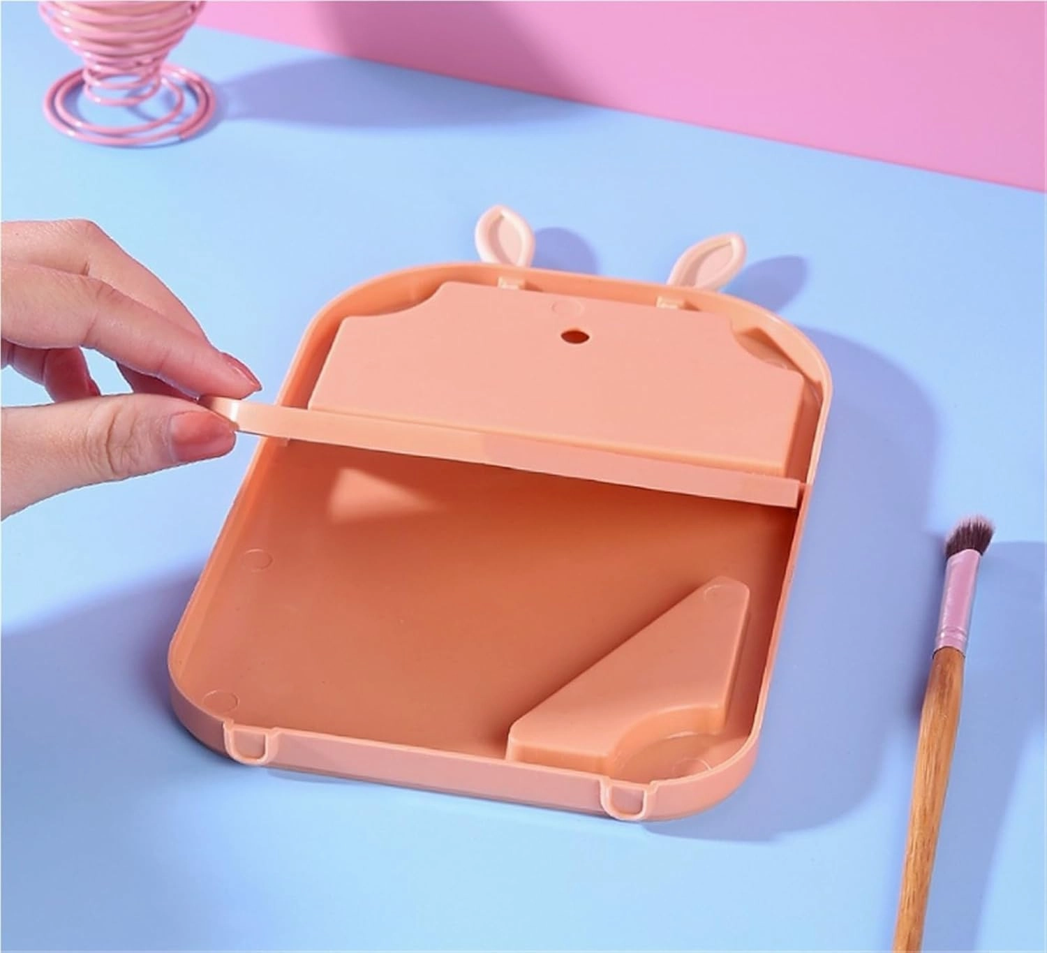 Foldable Makeup Mirror Rabbit Ears Single-Sided Makeup Mirror Desktop Student Dormitory Princess Mirror Square Simple Mirror