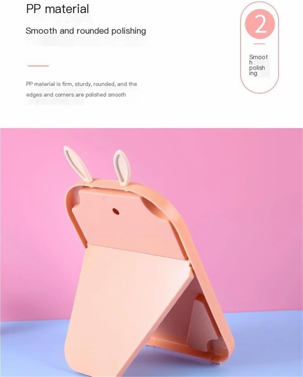 Foldable Makeup Mirror Rabbit Ears Single-Sided Makeup Mirror Desktop Student Dormitory Princess Mirror Square Simple Mirror