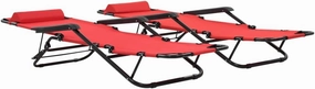 Folding Sun Loungers 2 pcs with Footrests Steel RedLuxury Sun Loungers with Adjustable Backrest and Cushioned Seat