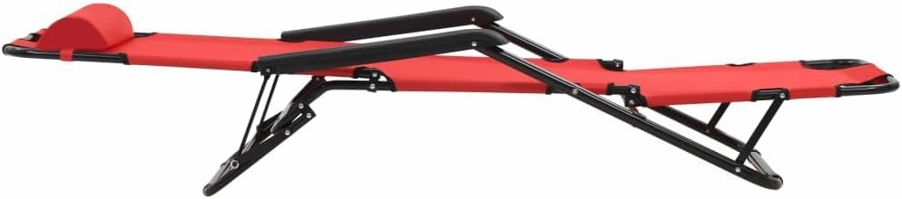 Folding Sun Loungers 2 pcs with Footrests Steel RedLuxury Sun Loungers with Adjustable Backrest and Cushioned Seat