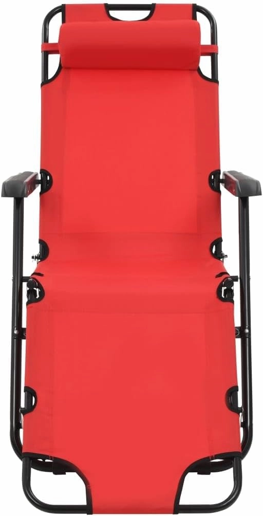 Folding Sun Loungers 2 pcs with Footrests Steel RedLuxury Sun Loungers with Adjustable Backrest and Cushioned Seat