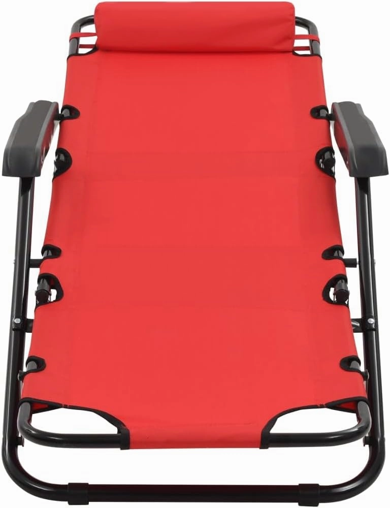 Folding Sun Loungers 2 pcs with Footrests Steel RedLuxury Sun Loungers with Adjustable Backrest and Cushioned Seat