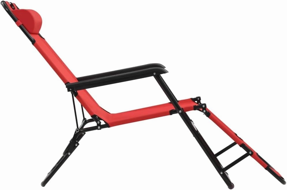 Folding Sun Loungers 2 pcs with Footrests Steel RedLuxury Sun Loungers with Adjustable Backrest and Cushioned Seat