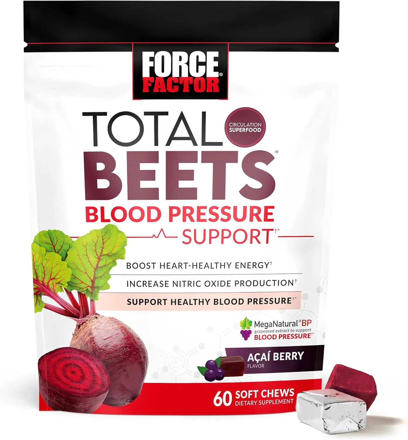 Force Factor Total Beets Blood Pressure Support 60 Chews & Sea Moss Soft Chews Immunity Digestion Heart Health 30 Soft Chews