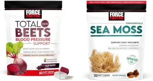 Force Factor Total Beets Blood Pressure Support 60 Chews & Sea Moss Soft Chews Immunity Digestion Heart Health 30 Soft Chews