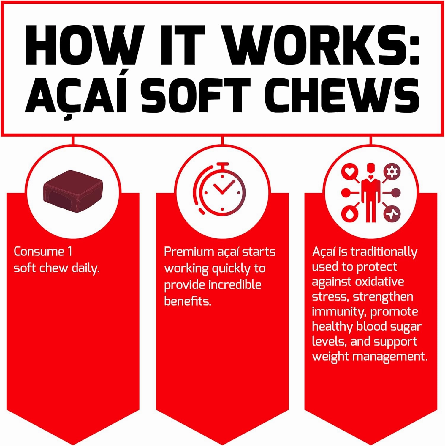 Force Factor Acai Soft Chews for Immune Support, Oxidative Stress Defense, and Daily Wellness, Superfood and Antioxidants Supplement, Non-GMO, Gluten-Free, and Vegan, Acai Berry Flavor, 30 Soft Chews