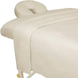 ForPro Premium Flannel 3-Piece Massage Sheet Set for Massage Tables, Includes Flat, Fitted Sheet, and Fitted Face Rest Cover, Natural