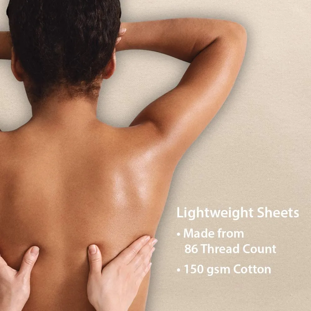 ForPro Premium Flannel 3-Piece Massage Sheet Set for Massage Tables, Includes Flat, Fitted Sheet, and Fitted Face Rest Cover, Natural