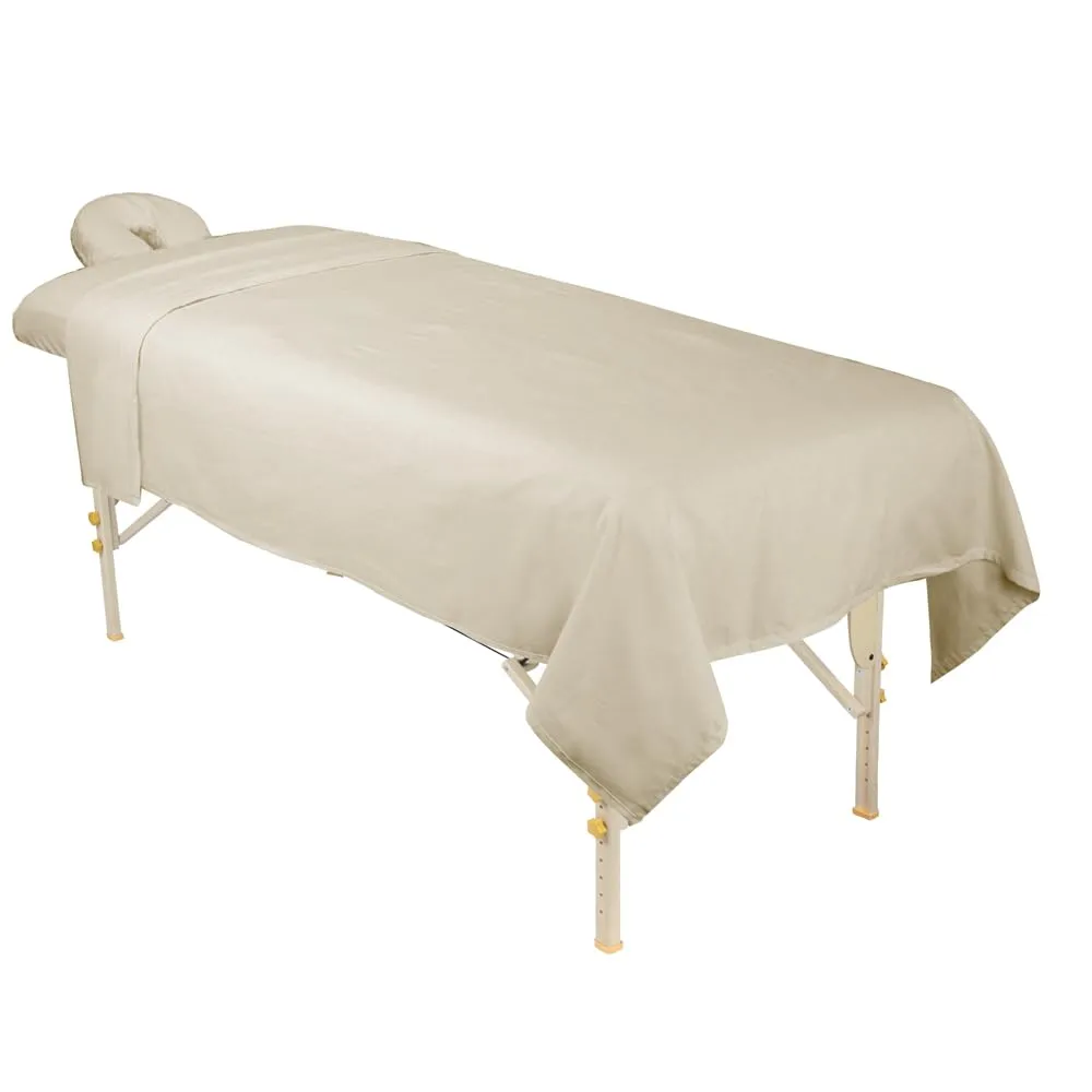 ForPro Premium Flannel 3-Piece Massage Sheet Set for Massage Tables, Includes Flat, Fitted Sheet, and Fitted Face Rest Cover, Natural