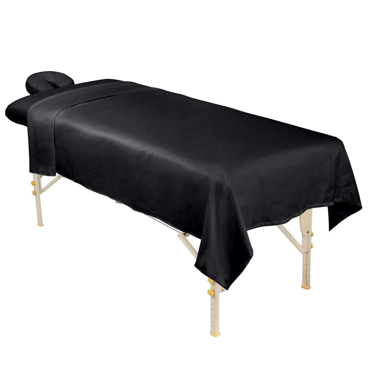 ForPro Professional Collection Premium Microfiber 3-Piece Massage Sheet Set, Black, Ultra-Light, Stain, and Wrinkle-Resistant Includes Massage Flat and Fitted Sheet and Massage Face Rest Cover