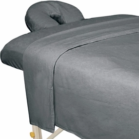 ForPro Premium Flannel 3-Piece Massage Sheet Set, Cool Grey