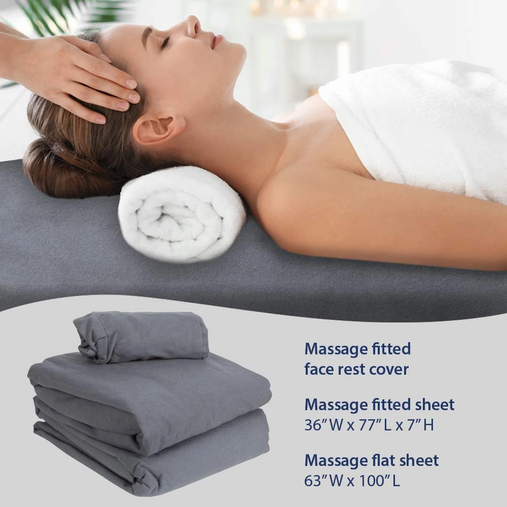 ForPro Premium Flannel 3-Piece Massage Sheet Set, Cool Grey