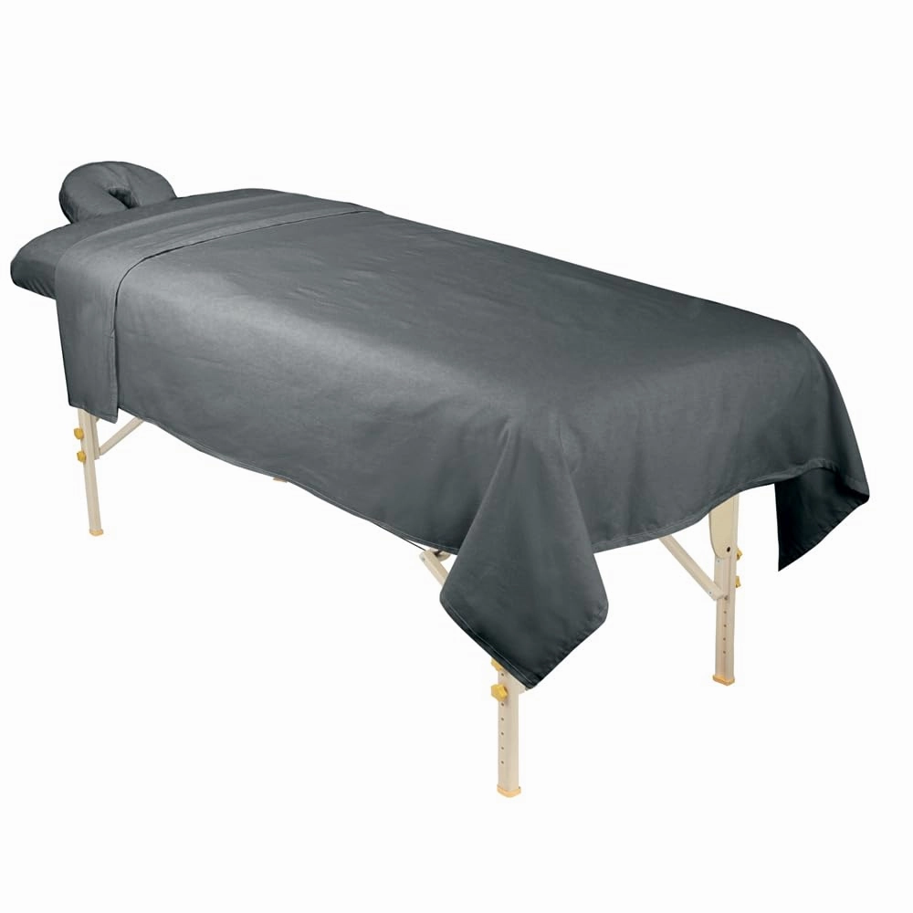 ForPro Premium Flannel 3-Piece Massage Sheet Set, Cool Grey
