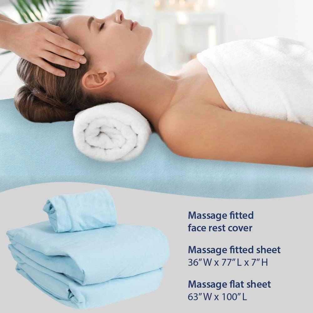 ForPro Premium Flannel 3-Piece Massage Sheet Set, Powder Blue