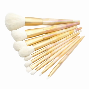 Foundation Brush in Marble Design 10-Piece Makeup Brush Tool Set Cosmetics Kit Versatile for Blending and Shading
