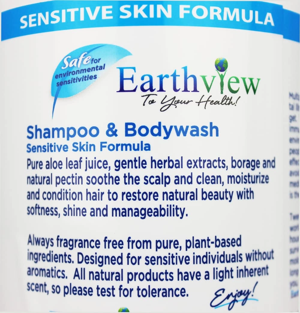 Fragrance Free Shampoo & Bodywash, 32 Fl Oz, All Hair Types- Designed for Environmental Sensitivities (MCS, EI, MI, Sulfate free, SLS free, Sensitive Skin, Unscented, Free & Clear, Naturally Derived, Eco-Friendly, Hypoallergenic)
