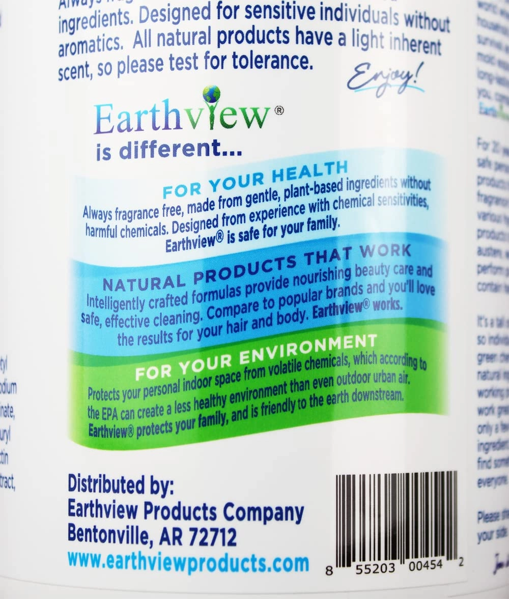 Fragrance Free Shampoo & Bodywash, 32 Fl Oz, All Hair Types- Designed for Environmental Sensitivities (MCS, EI, MI, Sulfate free, SLS free, Sensitive Skin, Unscented, Free & Clear, Naturally Derived, Eco-Friendly, Hypoallergenic)