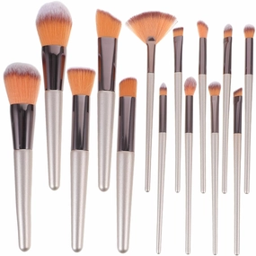 FRCOLOR 14pcs Makeup Brush Set with Plastic Handle Assorted Cosmetic Brushes for Women Easy to Hold for Daily Professional Use present for Makeup Lovers