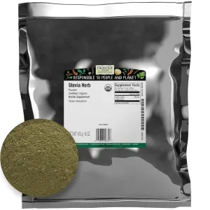 Frontier Co-op Stevia Herb Powder, 1lb Bulk Bag, Certified Organic | 100% Pure Stevia Powder | Ideal for Baking, Coffee, and Tea | No Fillers, Kosher