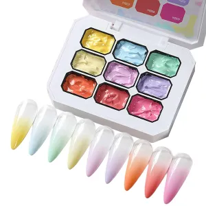 Gel Paint for Nails Art - Paint Nail Gel 9-Colors,Long-Lasting No Wipe UV/LED Curing Polish Art for Home Personal Salon French Manicure