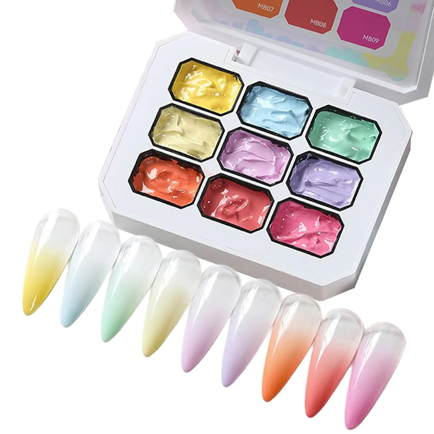 Gel Paint for Nails Art - Paint Nail Gel 9-Colors,Long-Lasting No Wipe UV/LED Curing Polish Art for Home Personal Salon French Manicure