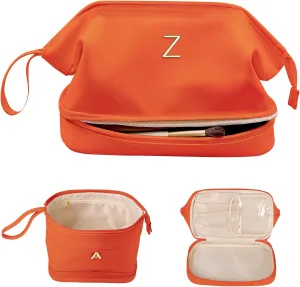 Gift for Granddaughter, Graduation Gifts-Initial Makeup Bag, Personalized Double Layer Cosmetic Bag with Makeup Brush Organizer,Birthday Gifts for 9 10 11 12 13 14 Year Old Girls