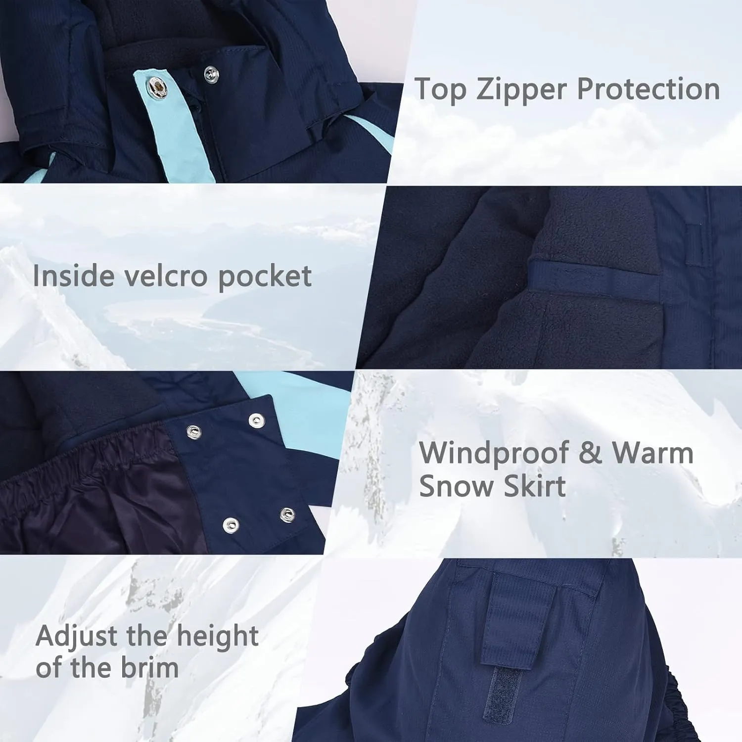 Girl's Waterproof Ski Jacket,Warm Winter Snow Coat,Hooded Fleece Outwear,Windproof RainCoat