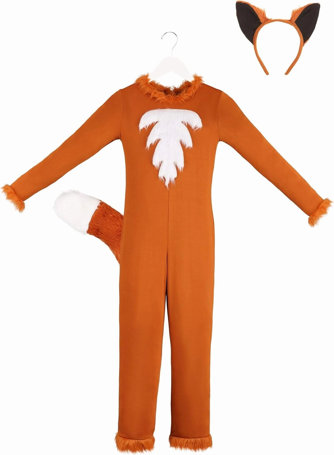 Girls Sly Fox Costume with Headband - Kids Woodland Animal Jumpsuit - Child Animal Halloween Costume