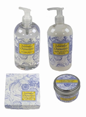 Greenwich Bay Trading Company Botanical Collection: Lavender Chamomile Gift Set Bundle - Hand Soap   Lotion   Dusting Powder   Scented Candle
