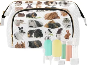Group of Seamless Rodents on White Background Women Cosmetic Bag Makeup Bag Stylish Trip Beauty Bag Travel Toiletry Bag with Bottle Organizer 10.2 x 5.9 x 6.7 inch