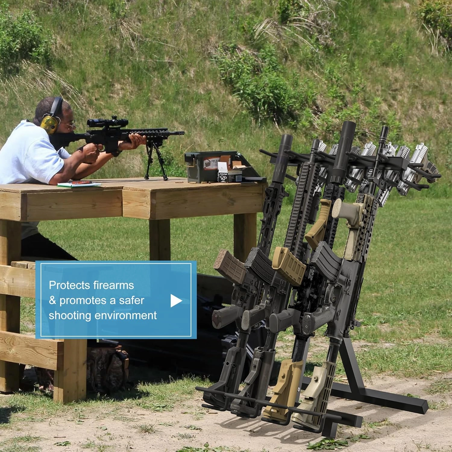 Gun Rack, Portable Folding Rifle Rack Stand, Freestanding Indoor Gun Racks, Outdoor Gun Rack Stand for Shooting & Hunting Range