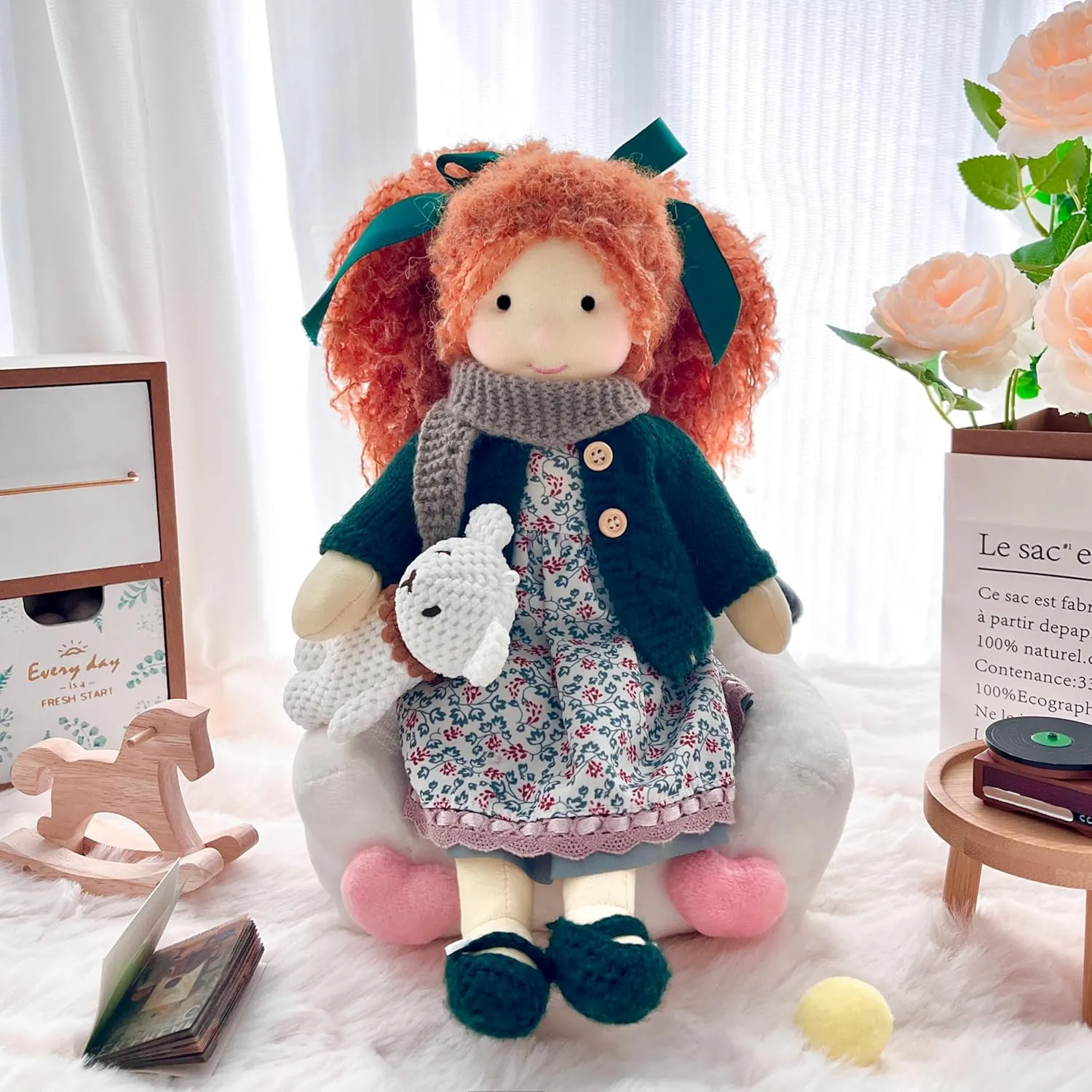 Handmade Waldorf Doll- Diana 12", Soft Girl Rag Doll with Cute Stuffed Plush, Ideal First Doll for Babies & Toddlers