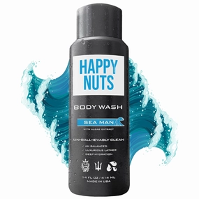HAPPY NUTS Sea Man Body and Nut Wash - Moisturizing Men's Shower Gel, Bodywash with Deep Cleanse for Sensitive Skin - Men's Body Soap