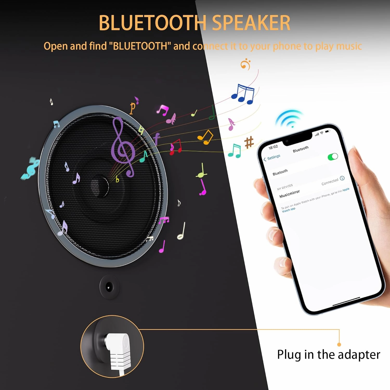 Hasipu LED Makeup Mirror with Bluetooth Speaker, 12" x 14" Vanity Mirror with Lights, 3 Modes Light, Smart Touch Control Dimmable, Rectangle White Frame