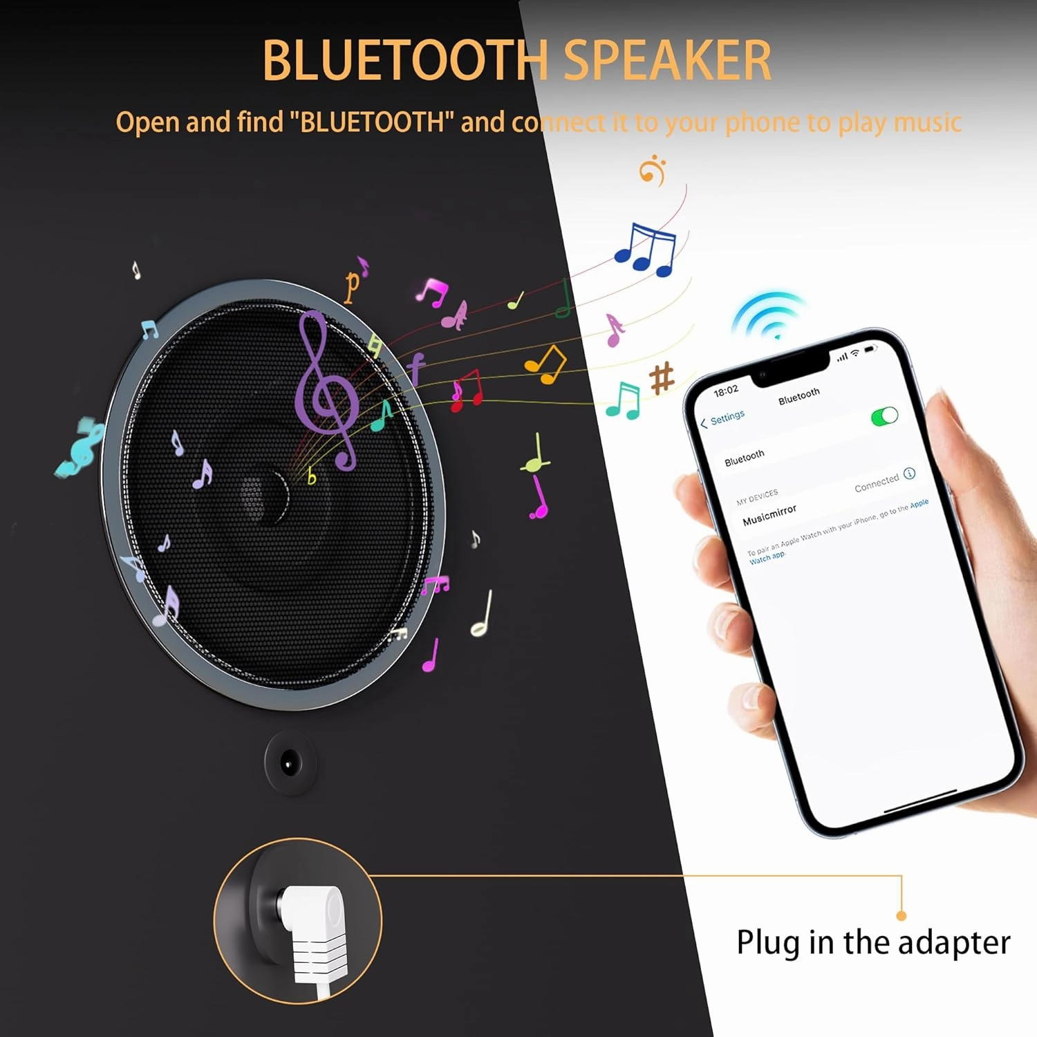 Hasipu LED Makeup Mirror with Bluetooth Speaker, 14" x 11" Vanity Mirror with Lights, Square White Frame, 3 Modes Light, Smart Touch Control Dimmable, 360°Rotation, with 5X Magnifying Glass