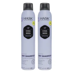 HASK Chia Seed Volumizing Dry Shampoo Kits for all hair types, aluminum free, no sulfates, parabens, phthalates, gluten or artificial colors (6.5oz-Qty2)