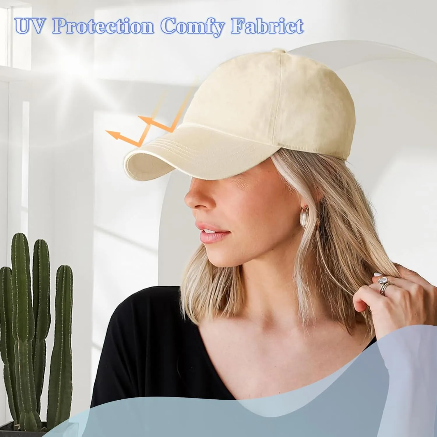 Hat Wigs for Women Baseball Cap with Hair Extensions Short Wave Synthetic Baseball Cap Wig for Women Adjustable Hat with Hair Attached for Daily Use(14inch)