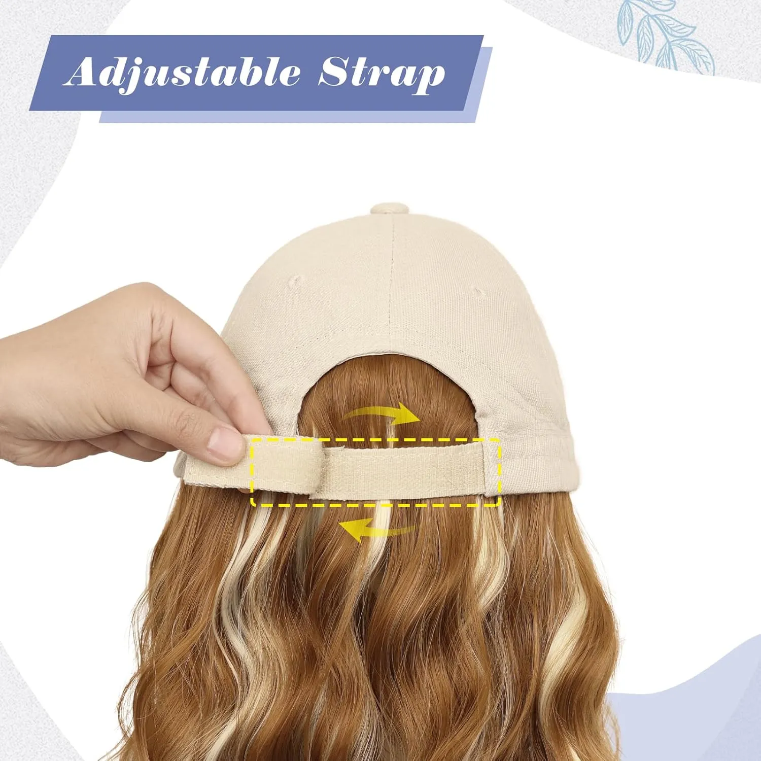 Hat Wigs for Women Baseball Cap with Hair Extensions Short Wave Synthetic Baseball Cap Wig for Women Adjustable Hat with Hair Attached for Daily Use(14inch)