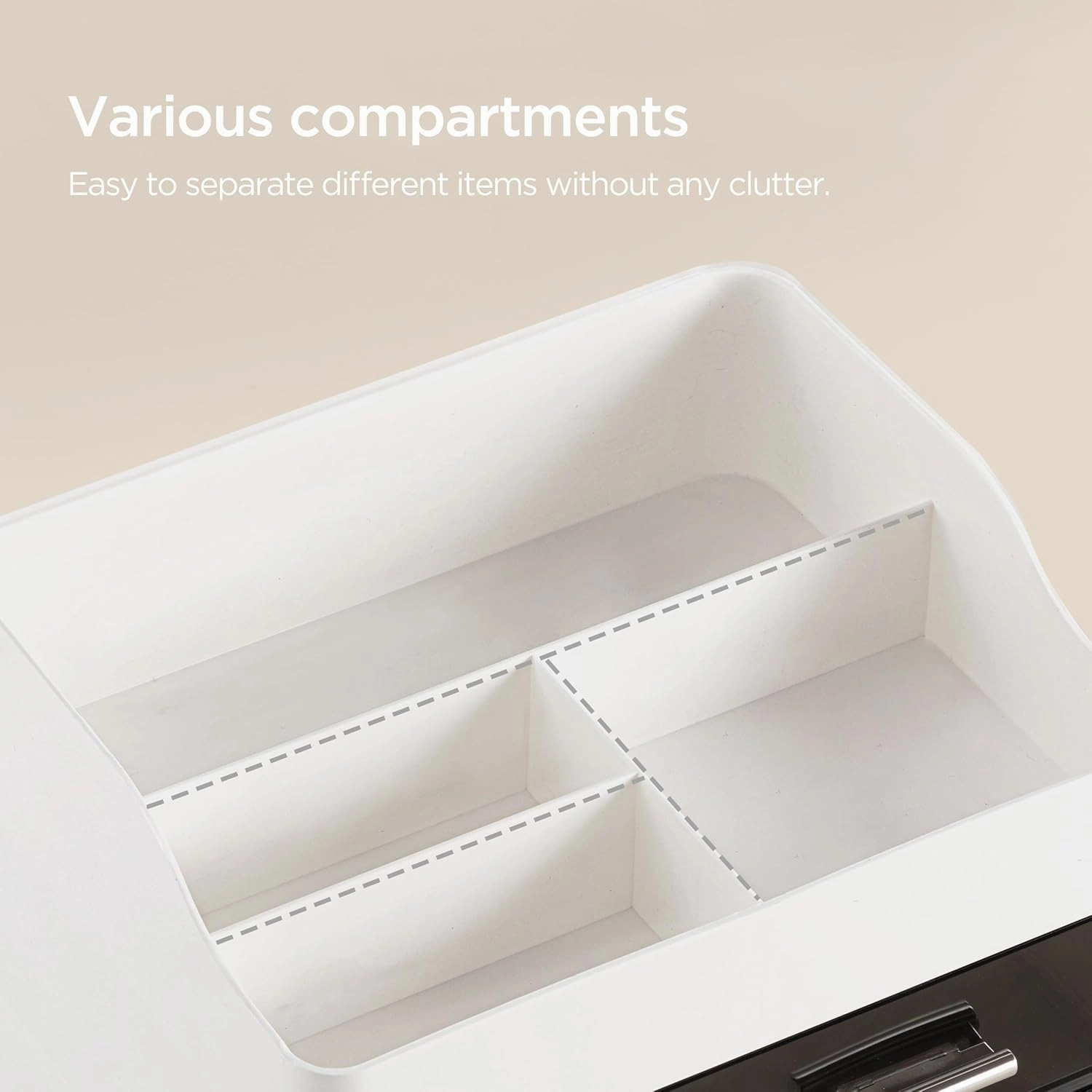 HBlife Makeup Organizer for Vanity with 2 Drawers, Large Plastic Bathroom Countertop Cosmetics Organizer Skin Care Storage, Easy to Store Lipsticks, Nail Polishes, Perfumes, Eyeshadow Palettes, White