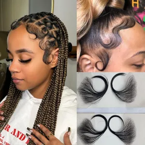 HD Lace Edges Baby Hair Strips for Black Women - 4Pcs Virgin Human Hair Pieces Swiss Hairline Instant Fake Edges