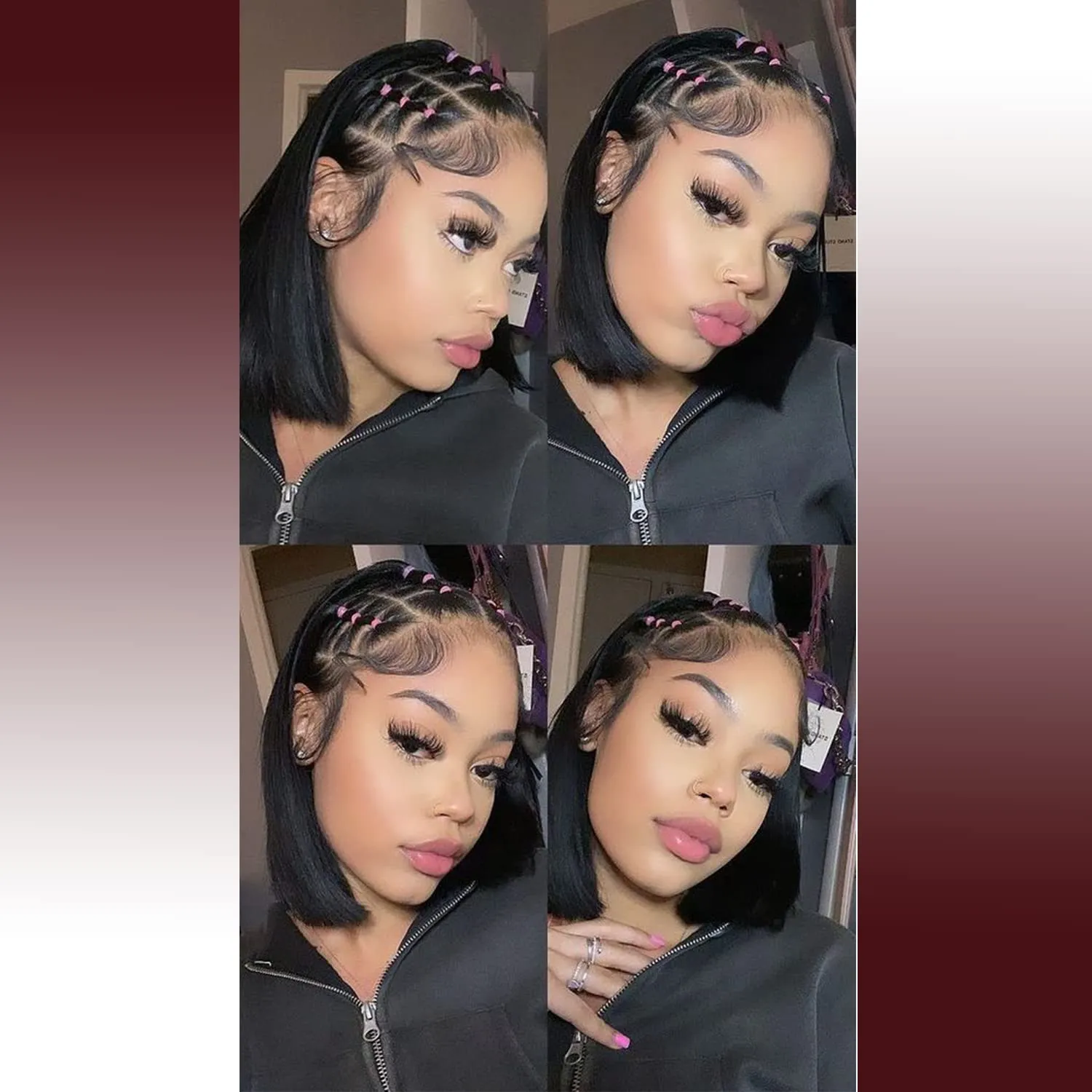 HD Lace Edges Baby Hair Strips for Black Women - 4Pcs Virgin Human Hair Pieces Swiss Hairline Instant Fake Edges