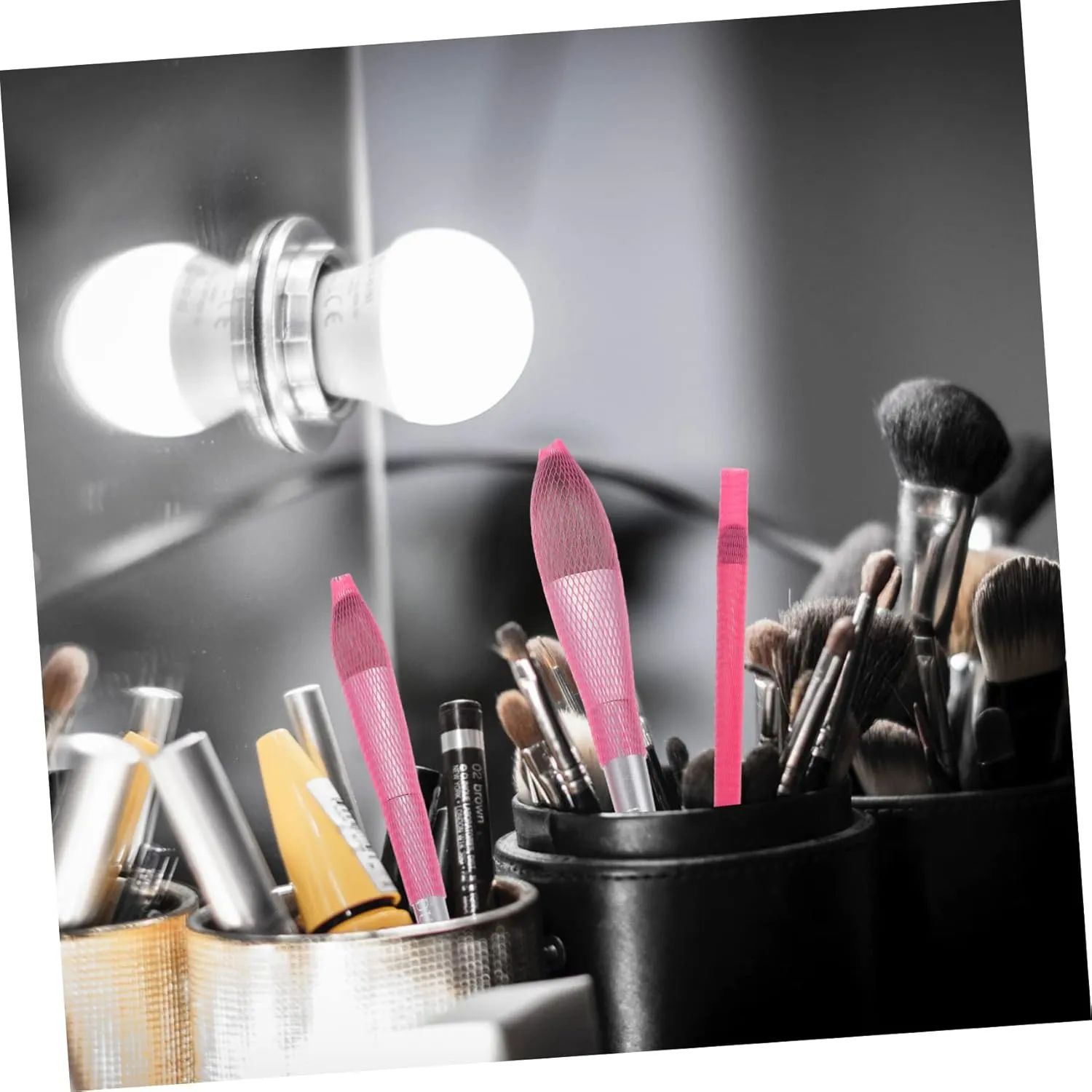 Hemoton 300 Pcs 150-piece Labeled Makeup Brush Set Pe Mesh Protective Covers for Makeup Brushes Mesh Covers for Travel