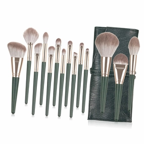 Hemoton 14pcs Makeup Brush Set with Handles Dense Powder Brushes for Even Application for Daily and Includes Storage Pouch for Easy Organization