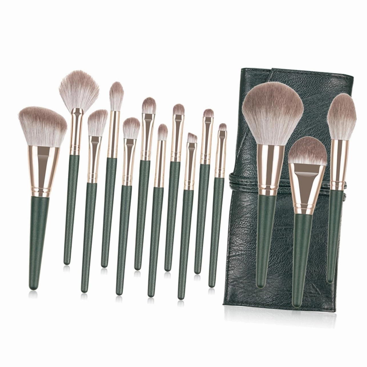 Hemoton 14pcs Makeup Brush Set with Handles Dense Powder Brushes for Even Application for Daily and Includes Storage Pouch for Easy Organization