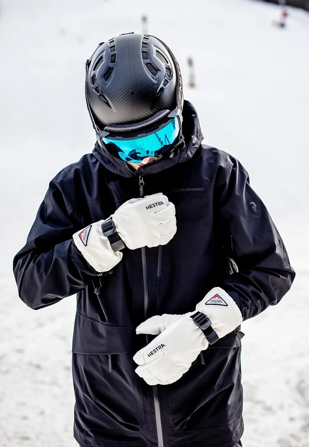 Hestra Unisex Powder Gauntlet Glove, Leather Windproof Insulated Glove for Alpine Ski, Everyday Winter Wear for Men & Women