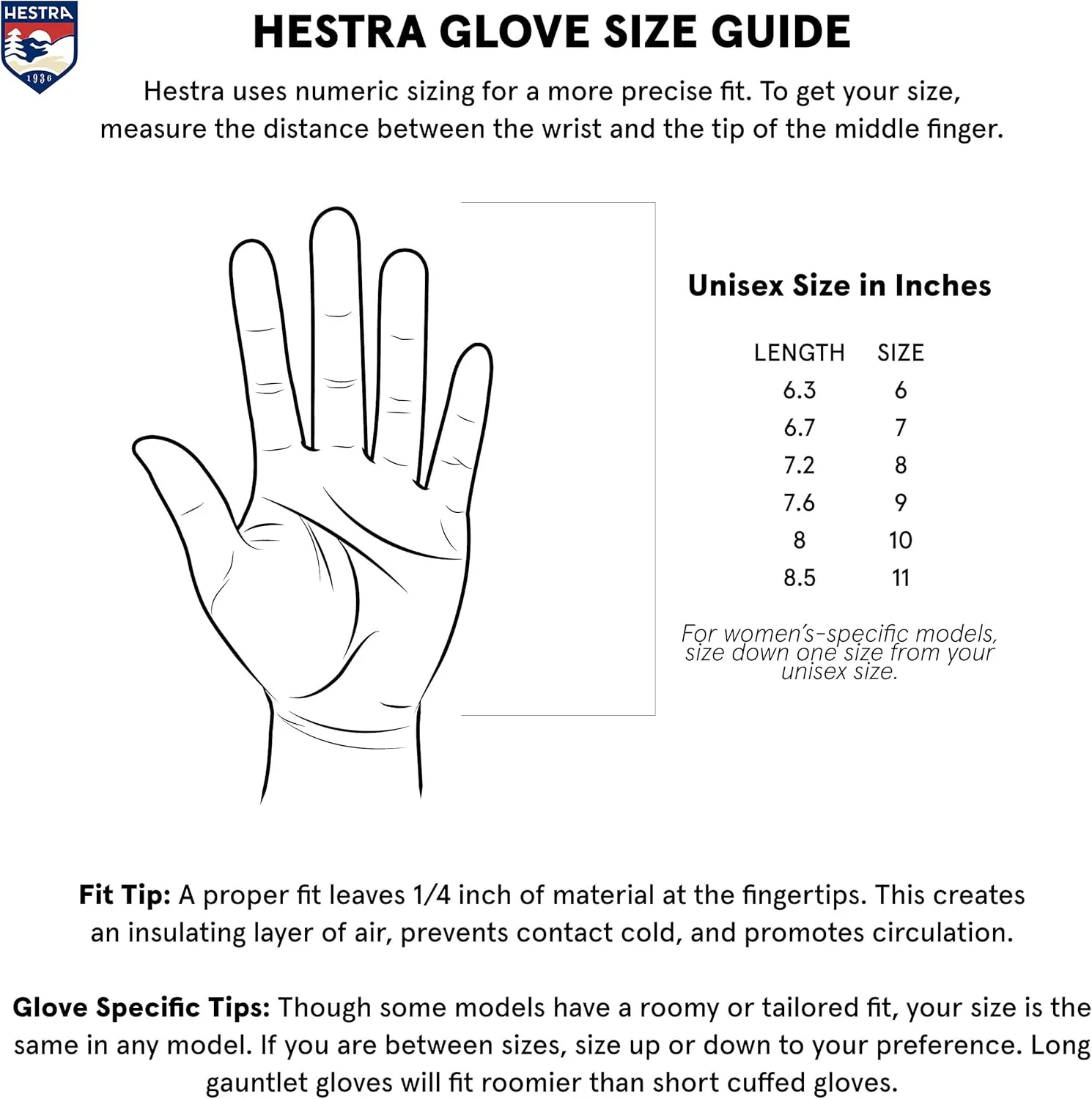 Hestra Unisex Powder Gauntlet Glove, Leather Windproof Insulated Glove for Alpine Ski, Everyday Winter Wear for Men & Women