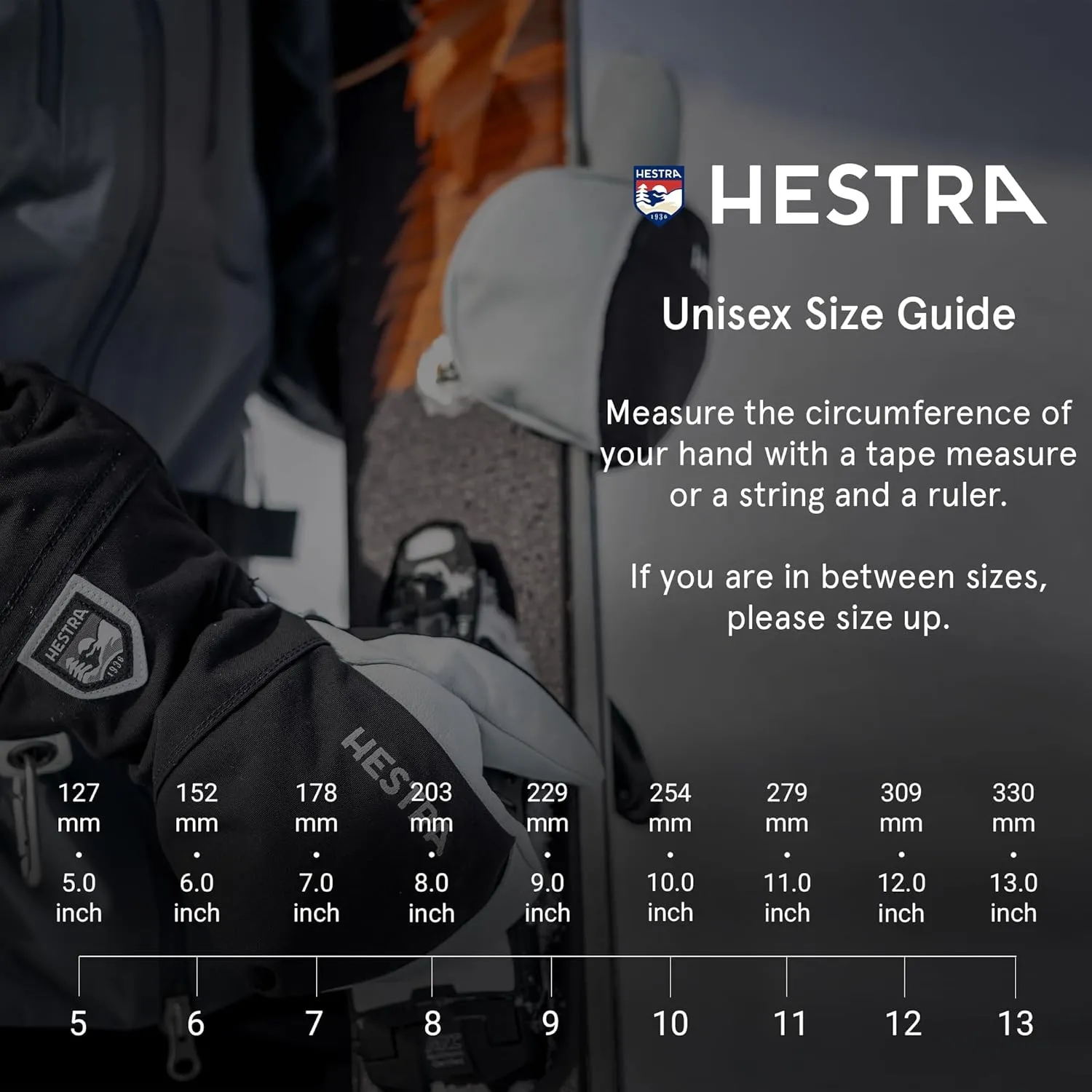 Hestra Unisex Powder Gauntlet Glove, Leather Windproof Insulated Glove for Alpine Ski, Everyday Winter Wear for Men & Women